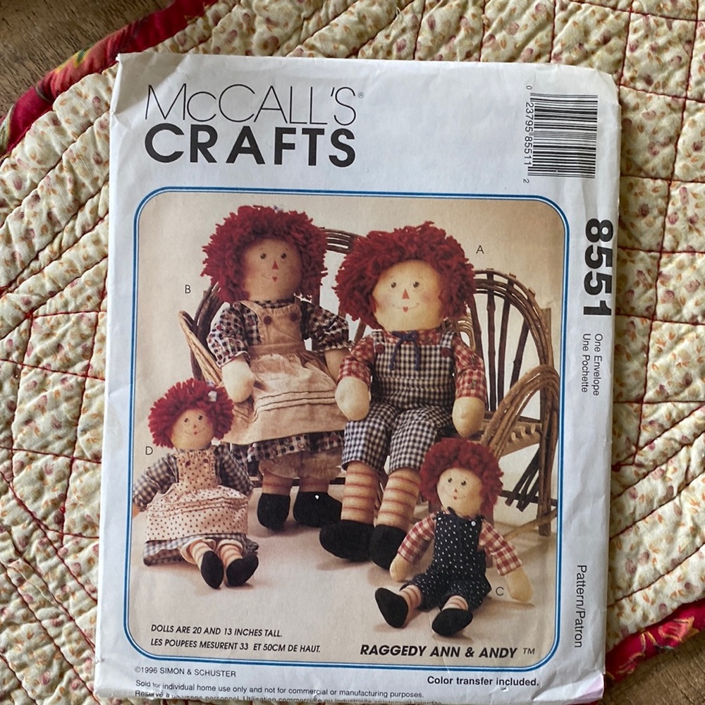 McCalls Crafts Raggedy Ann & Andy pattern